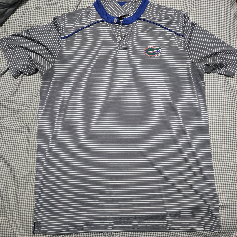 Russell Athletic Blue and Gray Striped Polo